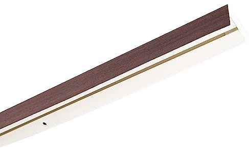 Garesa Gardinenschiene 1-läufig, Weiß I Vorhangschiene aus Kunststoff inkl. Gleiter I Vorgebohrt zur Deckenmontage I Mit Blende Farbe Mahagoni I 580cm