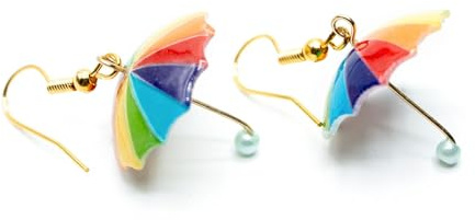 Miniblings Regenschirm Ohrringe Hänger Regen Schirm bunt versilbert | In Berlin von Hand montierter Ohrschmuck, mit Regenbogen und LGBTQ+