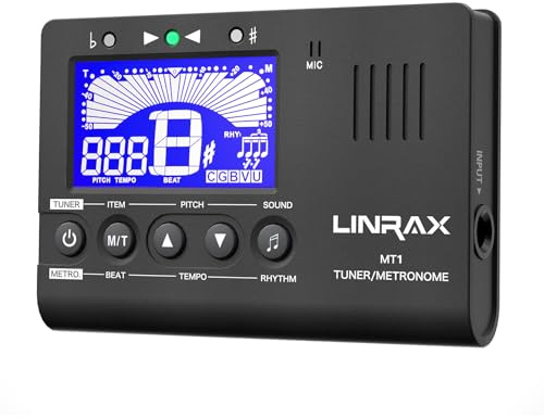 Linrax MT1 Metronome Tuner, 3 in 1 Digital Metronome Tuner Tone Generator for Guitar Bass Ukulele Violin Saxophone Trumpet Clarinet Flute, Precise Tempo and Beat, Chromatic Tuner for All Instruments