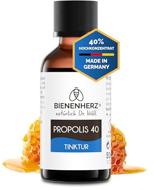 Bienenherz® Propolis Tinktur 40% – 50ml – hochkonzentrierte, schadstoffgeprüfte Tropfen – für Haut, Mundraum & mehr – von Imker & Apotheker Dr. Wöll – Made in Germany – mit Tropfer