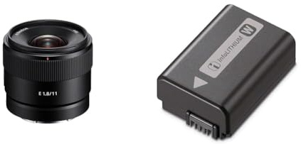 Sony E 11 mm F1.8 | APS-C-Weitwinkel-Objektiv mit Festbrennweite (SEL11F18) & NP-FW50 W-Serie Lithium Akku passend für Alpha und NEX Kameras (A7RM2