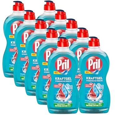 PRIL Kraft Gel Hygienische Frische (10x 450 ml), Handgeschirrspülmittel mit höchster Fettlösekraft, für sauberes Geschirr auch in kaltem Wasser, entfernt schlechte Gerüche