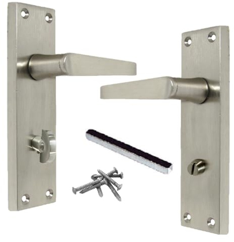 Betley Butterfly Victorian Straight Handle Bathroom WC Toilet Door Handles, Pair Satin 152mm x 42mm Backplate, Interior Wooden Doors