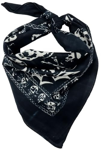 Freak Scene Bandana Tuch Totenköpfe Spinnennetze anthrazit weiß quadratisches Kopftuch Halstuch