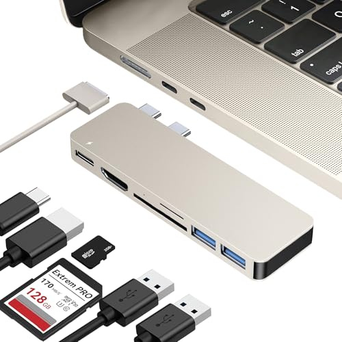 iMounts USB C hub MacBook Air Polarstern - HDMI, Thunderbolt, USB3.0, SD-Kartenleser für MacBook Air M2/M3/M4/M5 (Starlight)