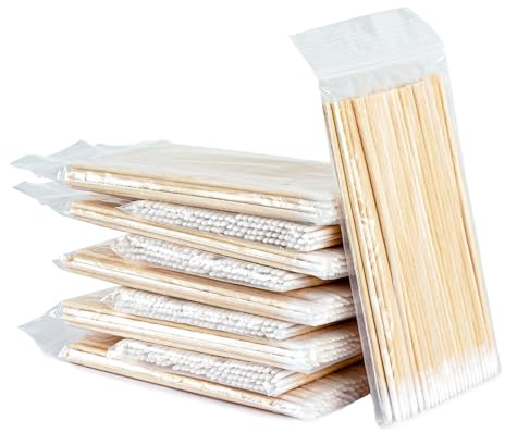 Adorila Paquete de 1000 hisopos de algodón Microblading, mango de madera, 3.9 pulgadas, desechables, punta puntiaguda, hisopos para maquillaje, pestañas, limpieza