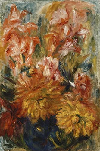 IPLUPJDY Leinwand Poster Wandbilder Kunst Gemälde WandgemäLde Gladiolen in avase Glaieuls dans un vase von pierre auguste renoir Leinwand Malerei Poster für Wanddekoration 60x90cm