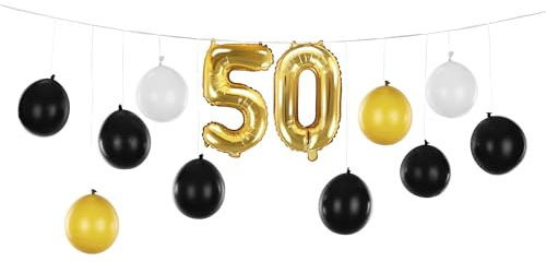 Girlande Ballon 50 Luftballons 50. Geburtstag Folienballon 50 Ballongirlande Gold Deko Geburtstag 50 Goldhochzeit Gold, Schwarz, Weiß, 3 DIY Varianten