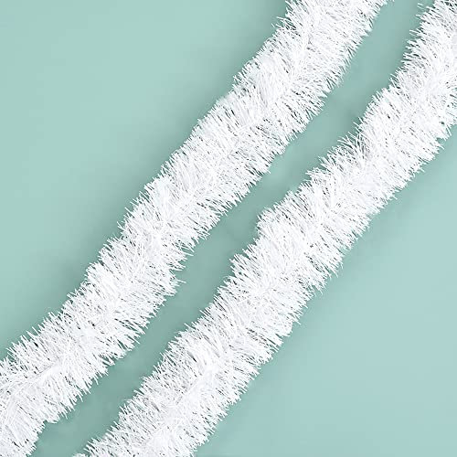 Anevous 3 Stück Girlande Weihnachten 2m x 9cm Weihnachtsgirlande Weihnachtsdeko Girlanden Dekoration Girlande Weihnachtsbaum Hängende Ornamente für Weihnachtsdeko Girlande Innen und Außen,Weiß