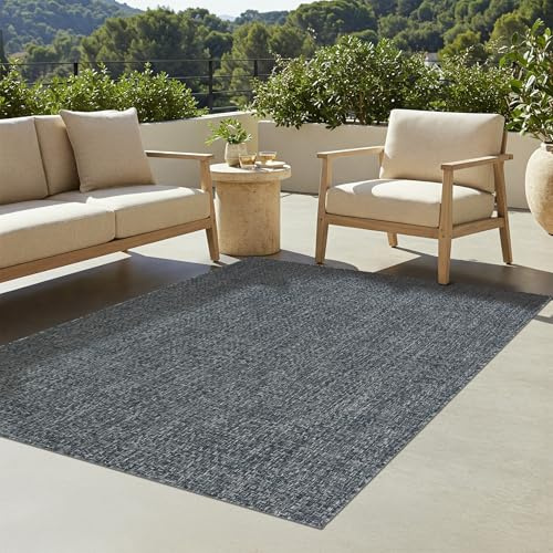 TAPISO Verano Alfombra Exterior Interior - Azul, Grande, Resistente, Fácil De Limpiar - Alfombra de Balcón, de Salon, de Dormitorio, de Patio, de Jardin - Oeko-Tex 60 x 200 cm