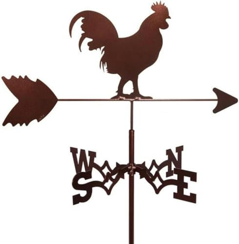 BTOIASYHF Segnavento con Gallo, Segnavento in ghisa, indicatore di direzione del per tetti, banderuola in Metallo, Decorazione per Giardino, Cortile, Patio, Stile 1-1