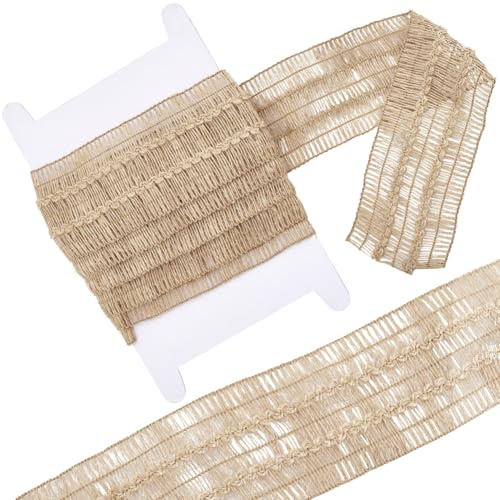 GORGECRAFT Borla de Flecos de Arpillera de 2m*6.3cm Cinta de Yute con Flecos Decorativos para Coser Pantallas de Lámparas Cortinas Decoración Navideña del Hogar Accesorio de Ropa Manualidades