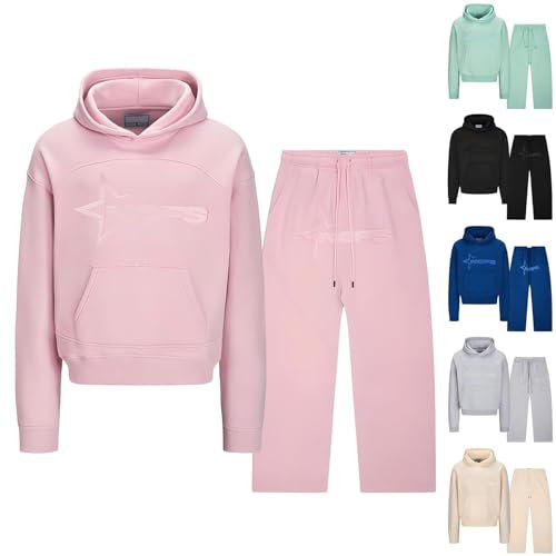 NOFS Jogginganzug Y2K Herren Damen 2-Teilig Tracksuit mit Hoodie und Jogginghosen Y2K Hip Hop Streetwear Trainingsanzüge NOFS Trainingsanzug Unisex Pullover und Sporthosen