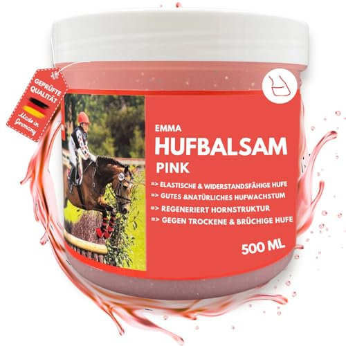 EMMA Huffett Pferd mit Lorbeeröl 500 ml Hufgel pink I Hufpflege für Pferde für gesunde Hufe I Huffett Pferde mit Pinsel auftragen gegen trockene Hufe Strahlfäule Pferd Mittel I Huf Fett Strahlmittel