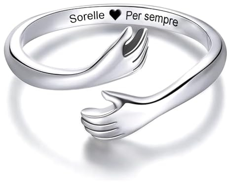 Anello Donna A mia Sorella per Sorelle Donne Ragazze Figlie in Argento Sterling 925 Idea Regalo Natale Compleanno Regolabile Anelli - Cofanetto incluso