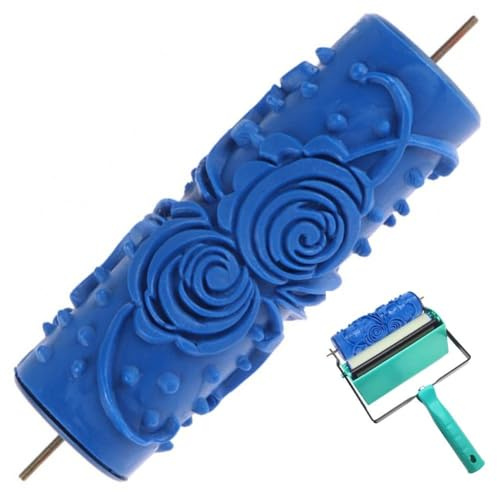 Lpitoy Patterned Paint Roller 15x4.5cm Decorative Rubber Roller Textured Rubber Rollers Wall Texture Stencil Brush for Furniture Ceiling