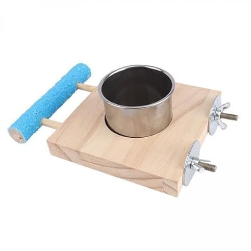 F Fityle 5X Vogelfutterstation, Papageienkäfig Futterstation, Holz Sitzstangenständer, Hängende Futternäpfe, Papageien Futter Und Wassernäpfe, Vogelfuttertabl