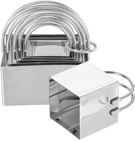 sourcing map 5 Pieces Square Biscuit Cutter Set Stainless Steel Cookies Dough Cutter Tool with Handle for Kitchen Baking Cake