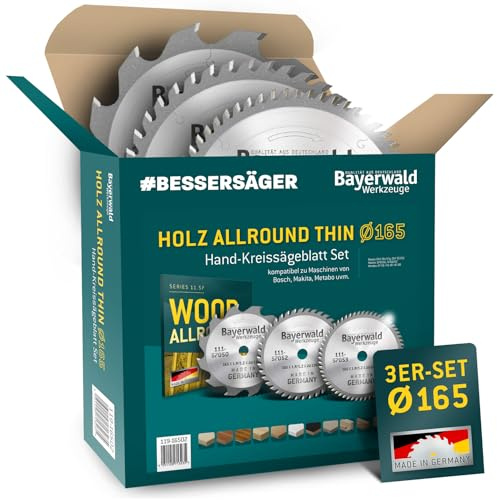 Bayerwald cirkelsågblad set Ø 165 (3 delar) - för allsidig trä – lämplig för handcirkelsågar från Bosch, Makita, Metabo och mycket mer.