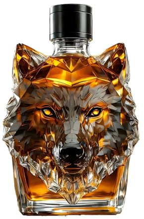 Generisch Wolf Whisky Flasche, Wolfkopfform Whiskyglas Tumbler, Uniques Whiskys Spender Dekanter, Wolf Themenglasflasche für Home Bar Cocktail Whisky, für Männer, Frauen