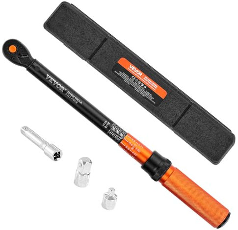 VEVOR Chiave Dinamometrica Clic, 10-100 lbf-ft e 13,6-135,6 N.m Chiave Dinamometrica Bidirezionale con Doppia Scala di Misura, 72 Denti, con Custodia per Trasporto, per Riparazione di Automobili