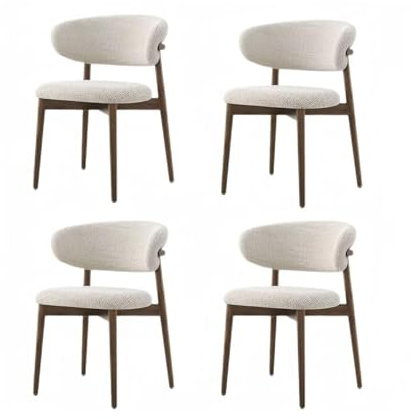 FSDFKPOP Esszimmerstühle aus Holz (4er-Set), Moderne, mit Stoff gepolsterte Küchen-Seitenstühle, Esszimmerstühle im Landhausstil mit Beinen, Beige(4)