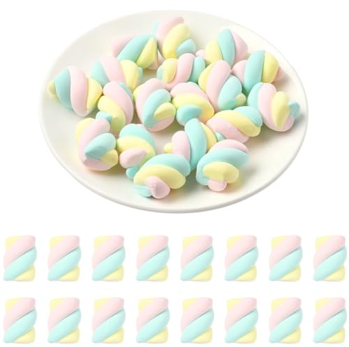 SUNNYCLUE 18 pz. Marshmallow Artificiali Finti Decorazioni per Dessert Marshmallow In Resina Colorata 3D Carinissimi Mini Caramelle Decorazioni per Casa Ufficio Scrivania Feste Bomboniere Accessori pe