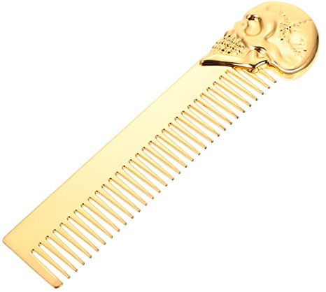 OSOLADY Leichter Schädel Design Kamm aus Zinklegierung für Bart und Haare mit Bartlückenrestaurierung für Salon und Heimgebrauch