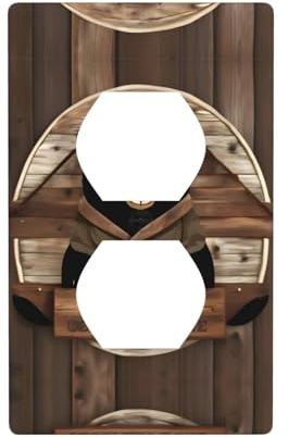Poezjzw Cubiertas de salida con patrón de oso rústico, placa de pared para interruptor de luz, placa decorativa para cocina, baño, dormitorio, decoración de granja
