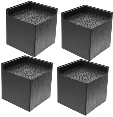 TOYANDONA 4pcs Furniture Riser Blocks Raiser Multipurpose for Legs Table Risers Bed Chair Square Extender Lift Feet High Office Adjustable Furniture Raised Low Black