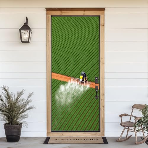 3D Door Sticker Tractor Spraying Fertilizer Door Decal Peel and Stick Wallpaper Self-Adhesive Removable Mural Vinyl Stickers Poster Home Decor 30.3x78.7