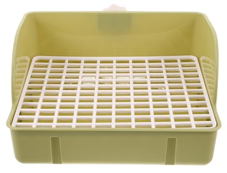 Gadpiparty Rechteckige Kaninchentoilette: Kleine Haustiertoilette mit Gitter für Kleintiere wie Kaninchen, Meerschweinchen, Chinchilla, Frettchen, Hamster