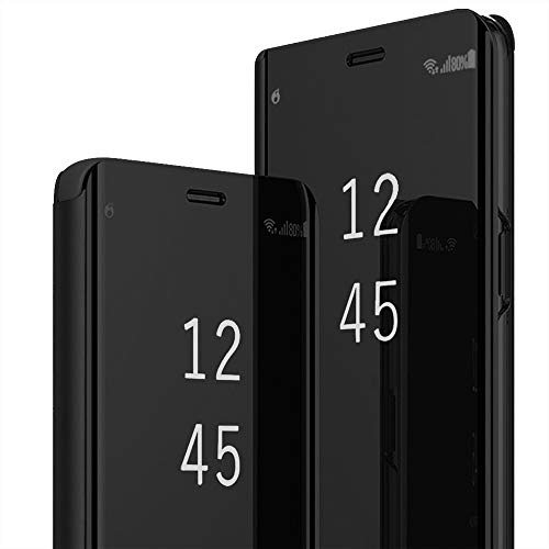 für Samsung S20 FE Hülle Clear View Spiegel Handyhülle für Samsung Galaxy S20 FE Flip Case Handytasche Schutzhülle Leder Klappbar Hard PC Stoßfest Cover Ständer Klapphülle S20 FE Hüllen 5G (Schwarz)