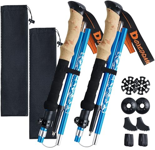 DOXCJQME Wanderstöcke Faltbar Aluminium 2PCS Trekkingstöcke Nordic Walking Stöcke Damen Herren 110-130cm Leichte Trekkingstöcke