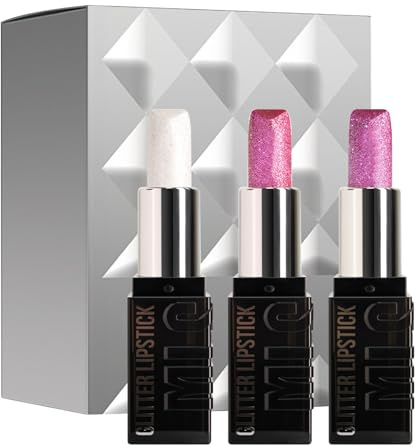 Rouge à Lèvres Pailleté 3 Pièces Brillant Labial Beauté | Rouge à Lèvres Hydratant pour Femmes et Filles, Navette, Saint-Valentin, Vacances, Fête, Voyages, Bureau, Maison, Routine