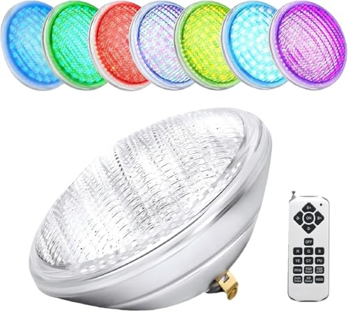 AHJ RGB Luces de la Piscina,48W luces piscina sumergibles led (Equivalente 500W halógena Bombilla),12V AC/DC IP68 focos led piscina para luz de jardín de piscina de acuario