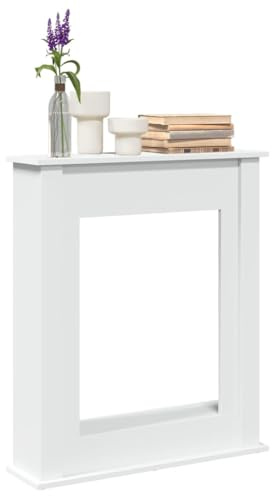 Kaloriko Kaminkant, vit, träbaserade material 75 x 20 x 87,5 cm, kamintillbehör, eldstäder, träkorg, asksug, gnistskydd, förklädeskrok, kvast, spade tång, bubbelbälg, vedhylla
