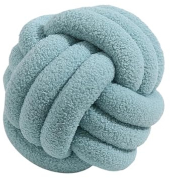 GONMPJZR Oreiller à nœuds, Coussin à Boule nouée, Peluche tissée à la Main, Multicolore, 22cm(Light Blue)