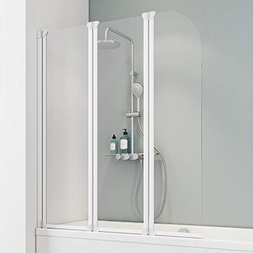 Schulte Duschwand für Badewanne, 125 x 140 cm Alpinweiß, 3-teilig, faltbar, EP1654 04 50