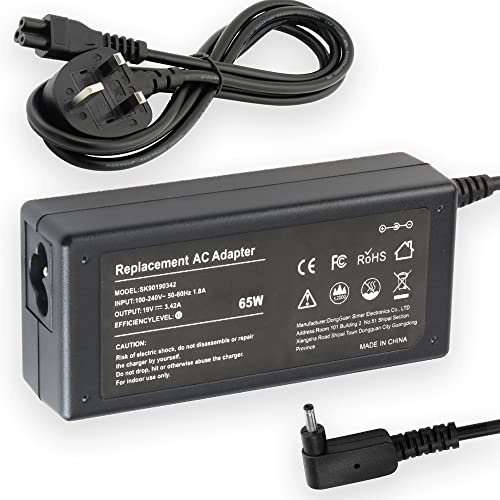 65W Laptop Charger 10ft Power Supply UK Cord Ac Adapter for Acer Chromebook C720 C810 C910 11 R11 13 14 15 CB3 CB5 Notebook PC [19V 3.42A]