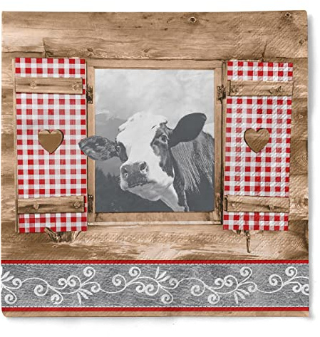 Mank GmbH Servietten aus Tissue 40 x 40 cm | 1/4 Falz Dinner Serviette | hochwertige Einmal-Serviette | 100 Stück | Almblick
