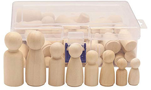 Bestenrose 50 STK Holzfiguren Dekoration DIY Figuren Deko zum Basteln Holz Puppen Holzpuppen zum Bemalen (50PCS)