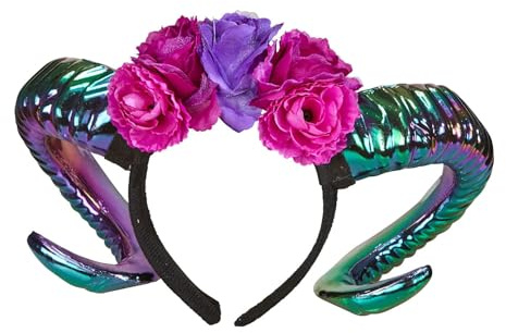 W WIDMANN MILANO Party Fashion - 68567 – Cornes de bélier avec fleurs, serre-tête, sorcière, Halloween, accessoire