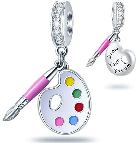 Women Travel and Valentines Charms-925 Sterling Silver Shop Bag, High Heels, Music Note Guitar, Camera, Hot Air Ballon, Magnolia, Arrow, Star Crown, Rose Flower Beads, fits European Snake Bracelet