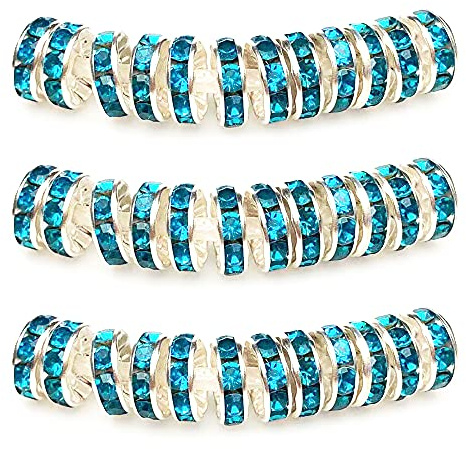 MJDCB 6mm 100 Stücke Rondelle Perlen Schmuckperlen Strass Zwischenperlen für Schmuck Machen Armbänder Halskette (Hellblau)