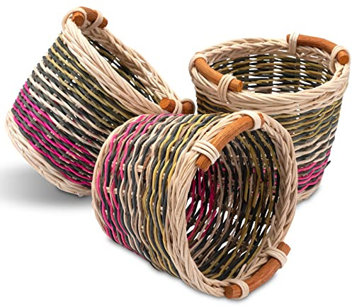 Decorasian Korb geflochten klein – Kleines Körbchen aus Rattan – Kleiner Korb zur Aufbewahrung und zum Basteln – Heißluftballon Geschenk – 3 Stück im Set