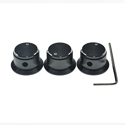 3er-Pack Schrauben-Stil Aluminium Potentiometer Knöpfe 1/4 Zoll Universal Top Hat Knobs Bell Volume Tone Control Knobs for Guitar/Bass/AMPS/Preamps Black