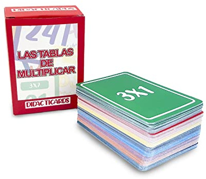 DIDACTICARDS Tablas de Multiplicar: Juego Educativo, repaso Primaria, matemáticas, Tarjetas para Aprender Las Tablas de multiplicar para niños, gamificación.