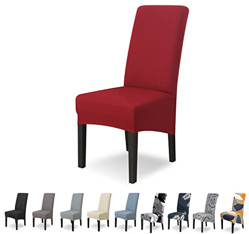 Lydevo Stuhlhussen XL 4er Set Stretch Stuhlhussen Schwingstühle XL für Esszimmerstühle Spandex Universal-Stuhlbezug Large Dining Chair Schonbezüge für Stuhl Esszimmer Hotel Bankett,Rotwein