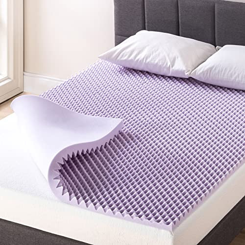Best Price Mattress 1.5 Inch Egg Crate Memory Foam Mattress Topper with Soothing Lavender Infusion, CertiPUR-US Certified, Dorm Essentials, Full